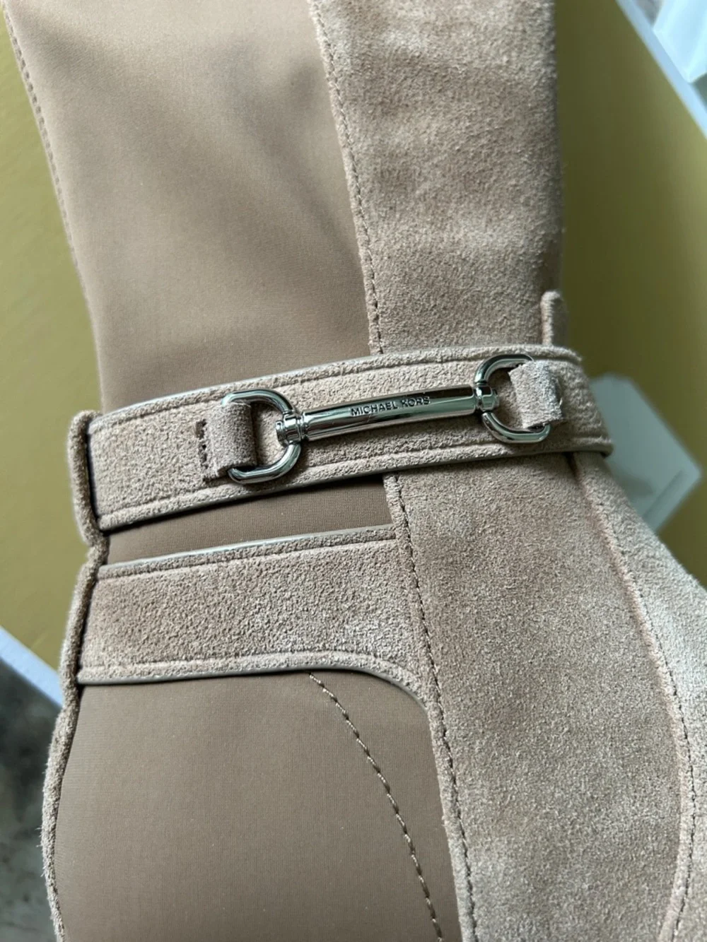 Michael Kors Carson flat‎ Tall Suede Riding Boots in Driftwood
